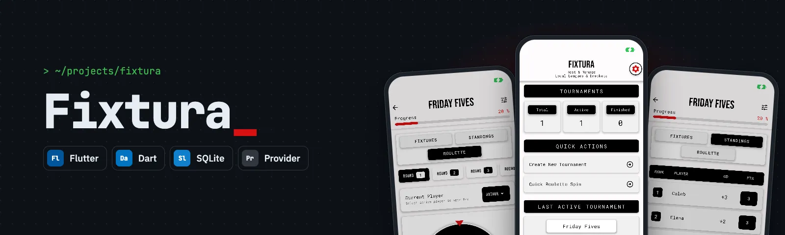 Fixtura: app screenshots